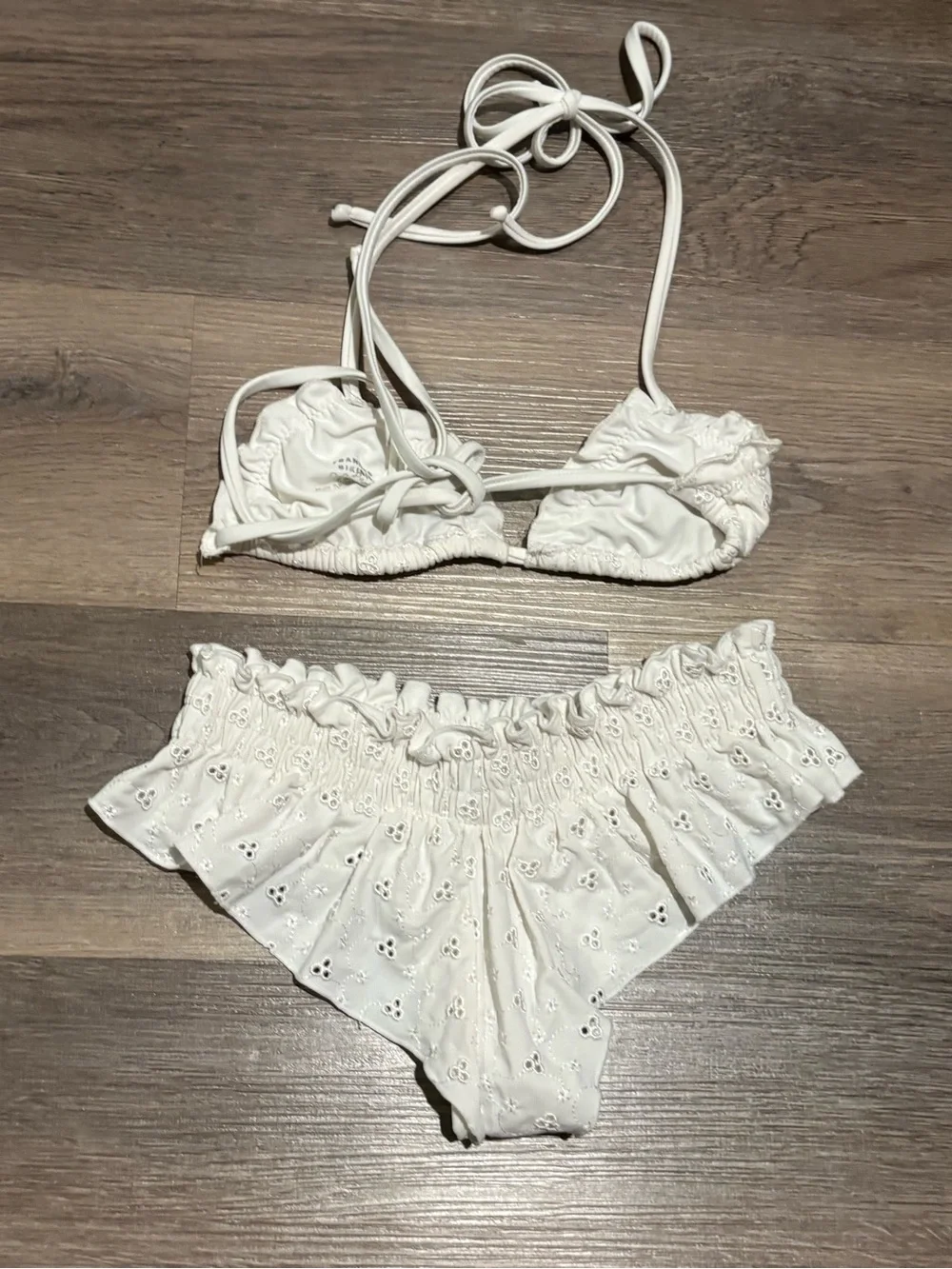 Frankie’s Bikinis x Gigi Hadid White Eyelet Bikini Set
